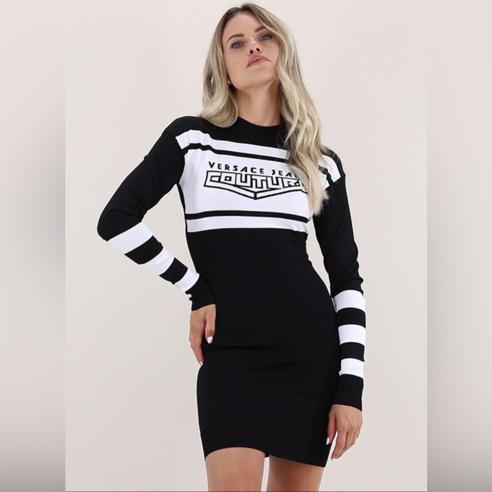 🔥Versace Jeans Couture Logo-Print Jersey Dress NEW🔥